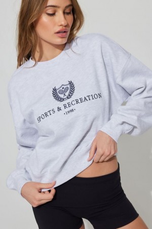 Women Garage Bubble Crew Neck Sweatshirts Grey | A-9846037