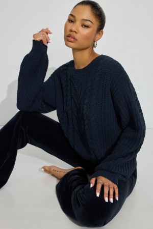 Women Garage Chenille Oversized Sweater Blue | A-6705128
