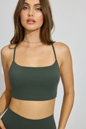 Women Garage Micro With Strappy Back Bra Dark Green | A-4950721