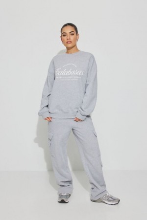 Women Garage Oversized Sweatshirts Grey | A-2580639