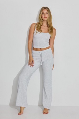 Women Garage Waffle Flare Pants Grey | A-1486975